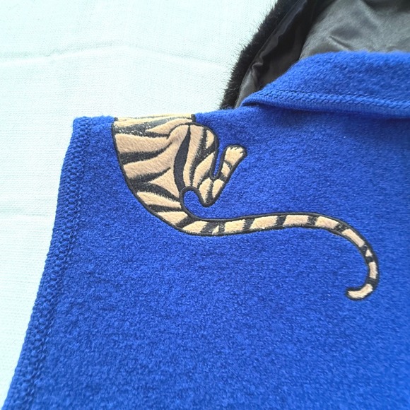 Vintage 90s Lisa International Tiger Boiled Wool Vest Large Blue Canada - Picture 5 of 9